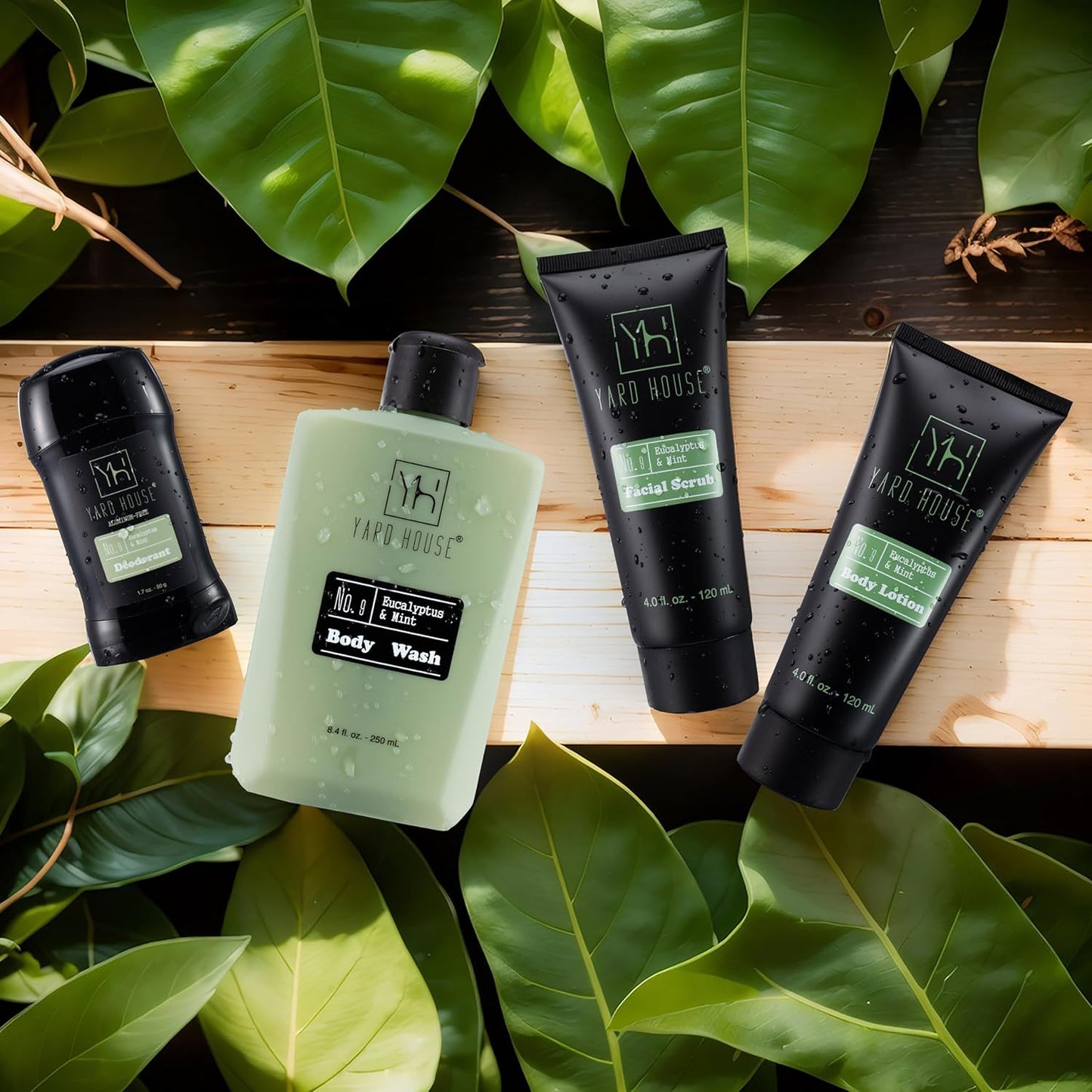 7Pc All Natural Mens Bath and Body Gift Set - Eucalyptus and Mint