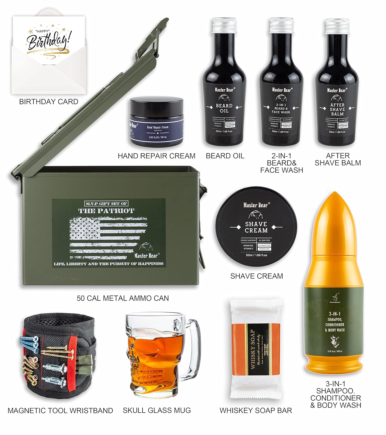 Luxury Metal 50 Cal Ammo Cans Birthday Gift Box Set for Men