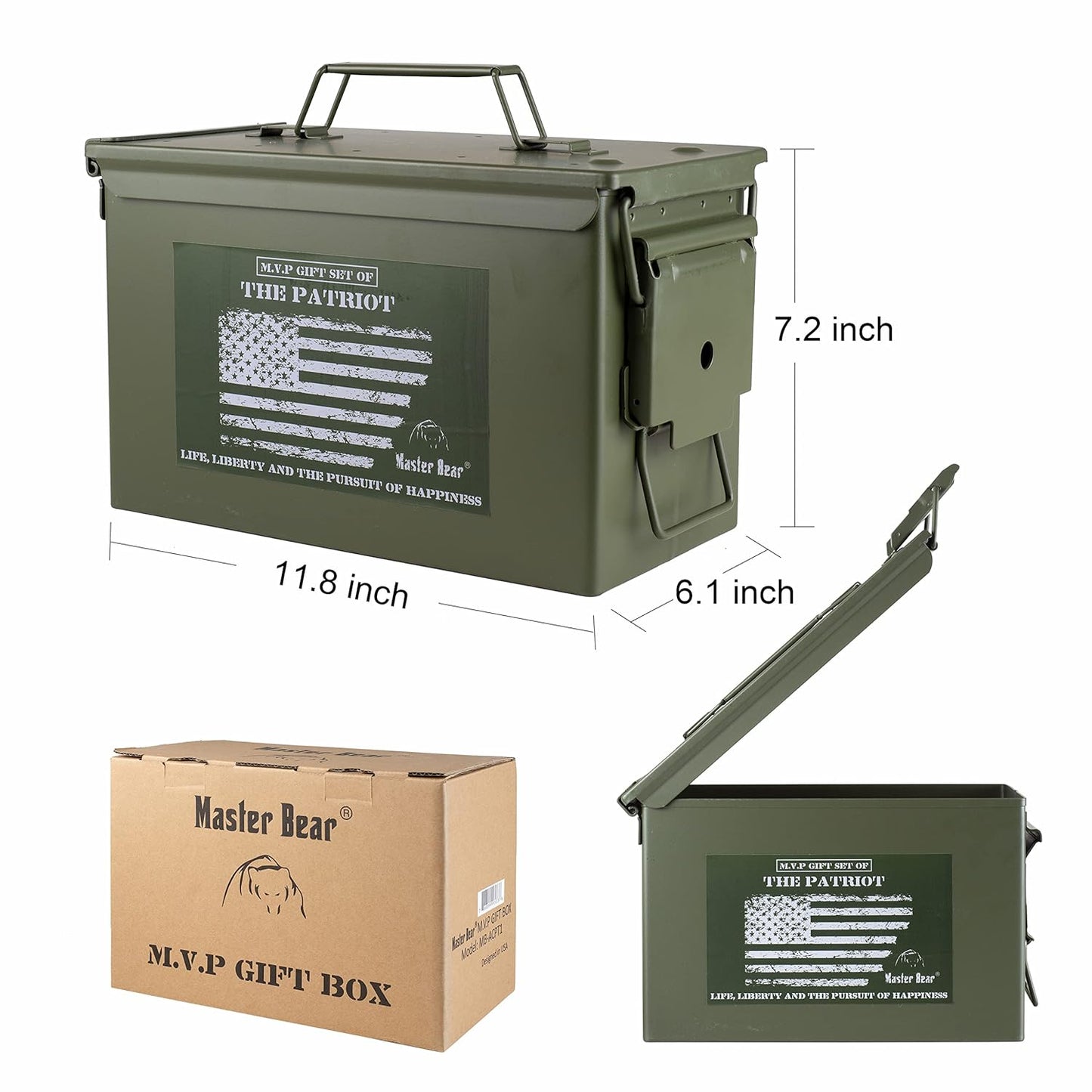 Luxury 50 Cal Metal Ammo Cans Gift Box Set For Men