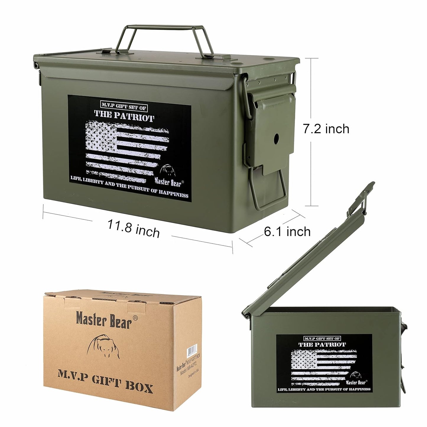 Luxury 50 Cal Metal Ammo Can Gift Box Set For Men