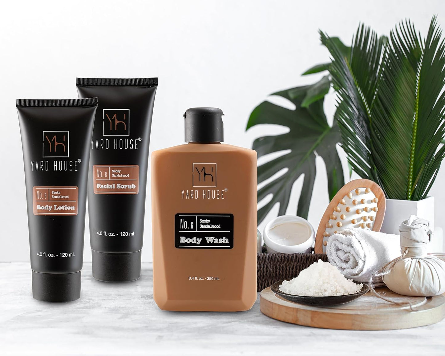 7Pc All Natural Mens Bath and Body Gift Set - Smoky Sandalwood