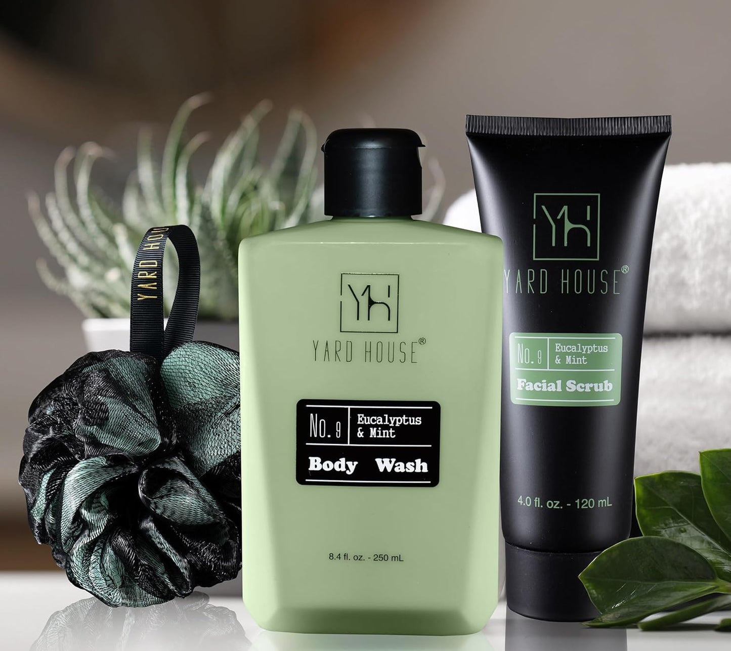 7Pc All Natural Mens Bath and Body Gift Set - Eucalyptus and Mint