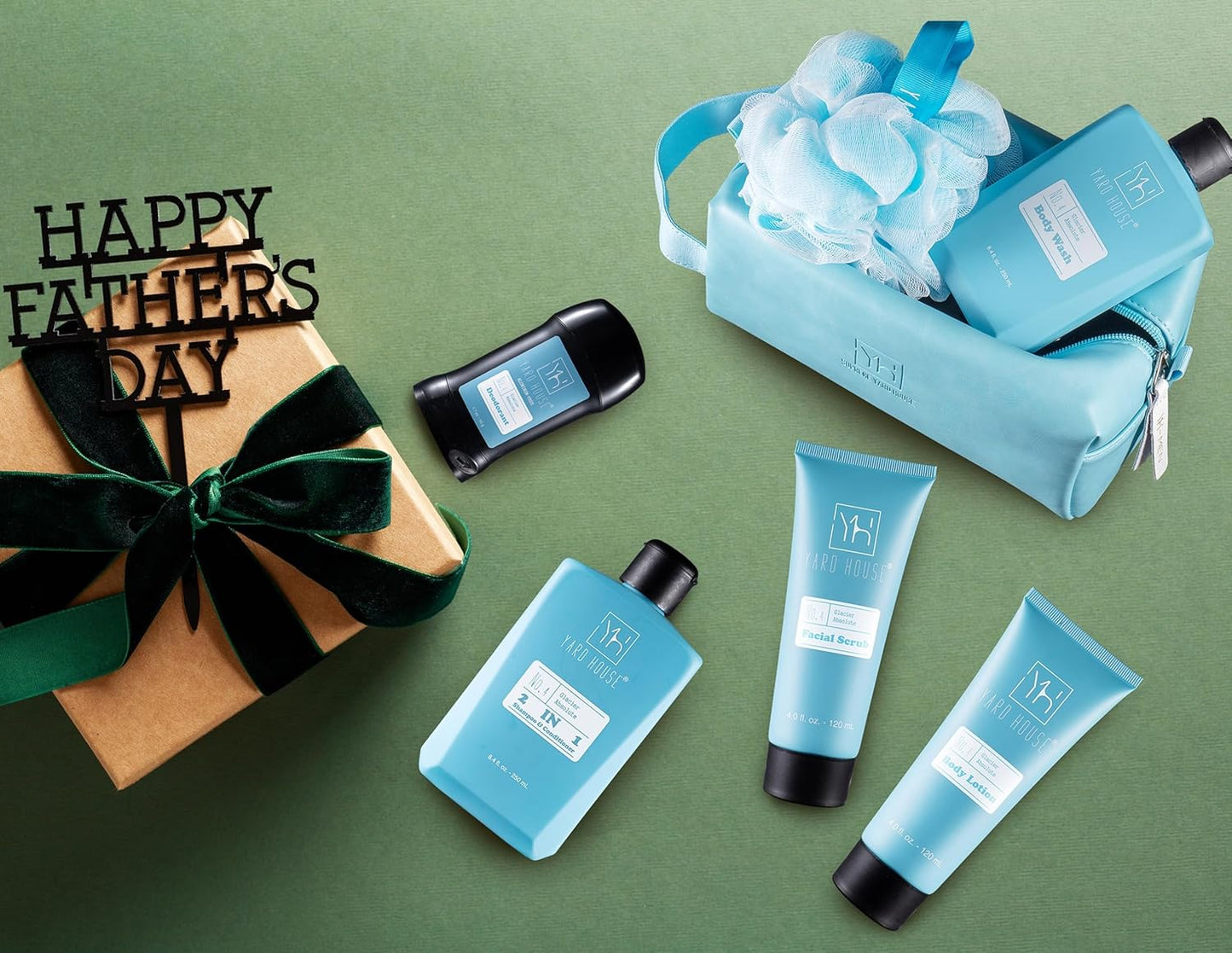 7Pc All Natural Mens Bath and Body Gift Set - Glacier Absolute