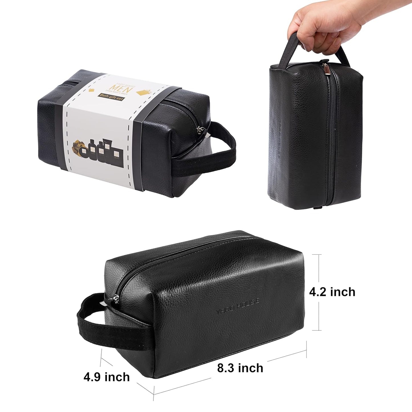 7Pc All Natural Bath and Body Spa Gift Baskets Set for Men - Sandalwood & Amber