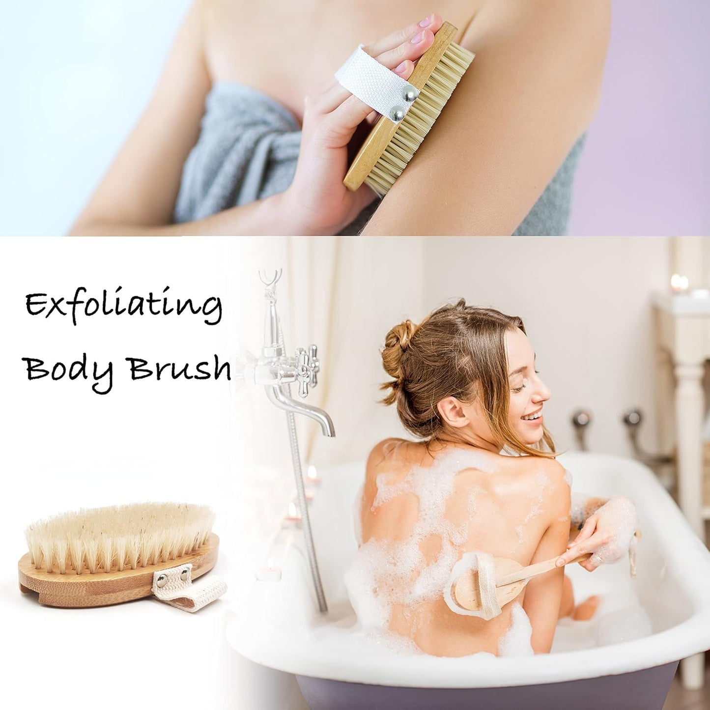 6Pc All Natural Soap and Face & Body Dry Brush Gift Set